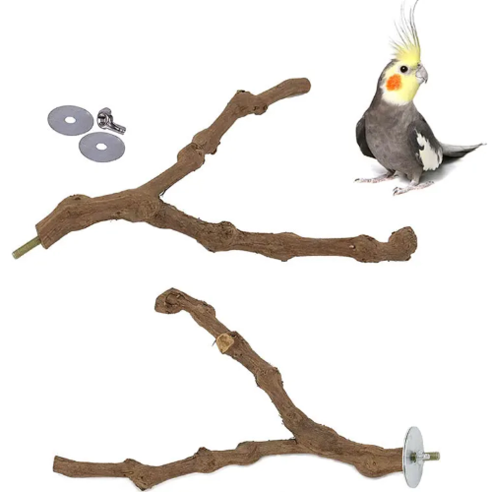 Pet Standing Stick Wild Grape Wood Pole Parrot Cockatiel Parakeet Station Board Bite Claw Grinding Toy Bird Cage Accessories