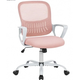 Office Chair,Ergonomic Mid-Back Mesh Rolling Work Swivel Desk Chairs with Wheels,Comfortable Lumbar Support,Pink