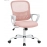 Office Chair,Ergonomic Mid-Back Mesh Rolling Work Swivel Desk Chairs with Wheels,Comfortable Lumbar Support,Pink