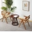 Modern Wooden Armchair with Rattan Design for Dining and Living Room Furniture Mid-Century Dining Chair with Wooden Legs