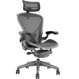 Aeron Chair by Herman Miller - Highly Adjustable Graphite Frame - with PostureFit - Carbon Classic (Medium)