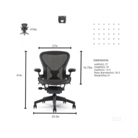 Aeron Chair by Herman Miller - Highly Adjustable Graphite Frame - with PostureFit - Carbon Classic (Medium)